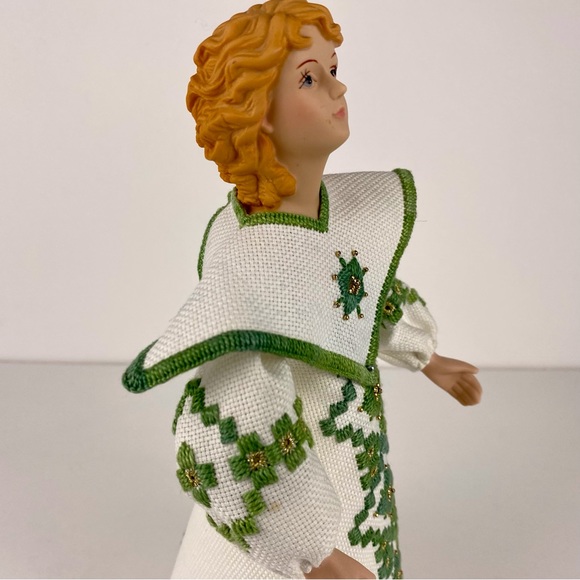 Vintage handmade angel decorative doll with hand embroidered gown, holiday decor - Picture 2 of 9